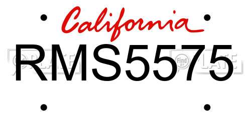 RMS5575 California License Plate