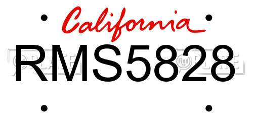 RMS5828 California License Plate