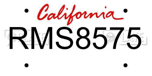 RMS8575 California License Plate