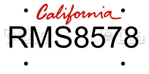RMS8578 California License Plate