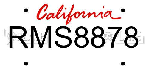 RMS8878 California License Plate