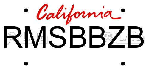 RMSBBZB California License Plate