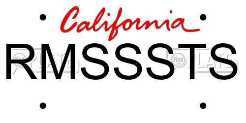 RMSSSTS California License Plate