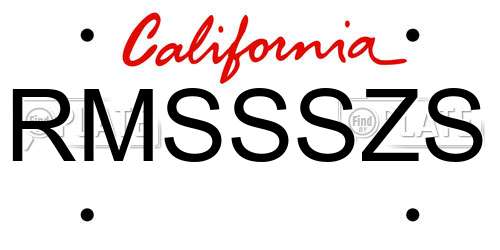 RMSSSZS California License Plate