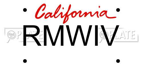 RMWIV California License Plate