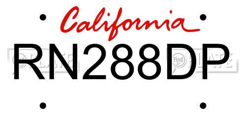 RN288DP California License Plate