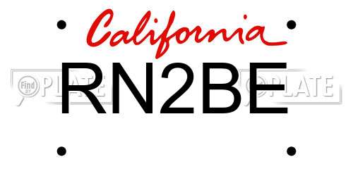 RN2BE California License Plate