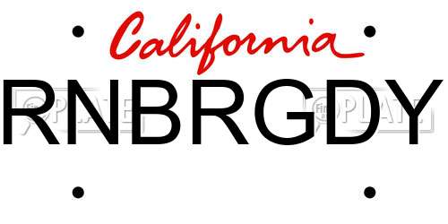 RNBRGDY California License Plate