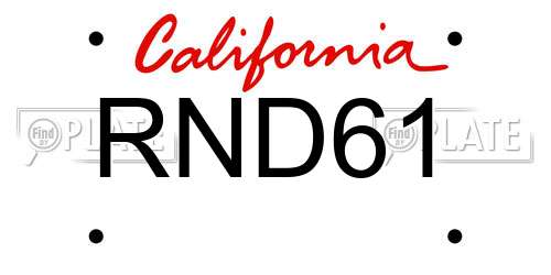 RND61 California License Plate