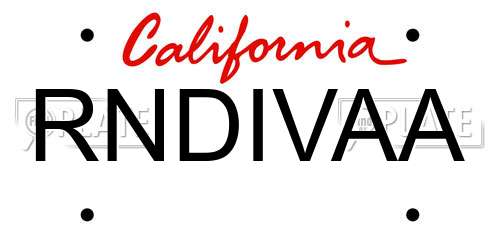 RNDIVAA California License Plate