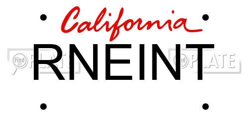 RNEINT California License Plate