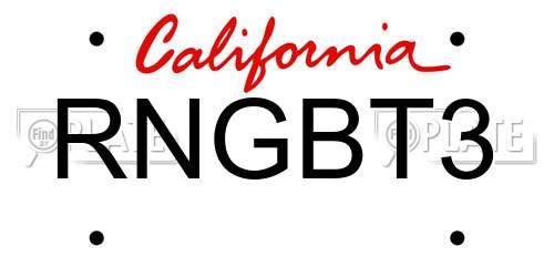 RNGBT3 California License Plate