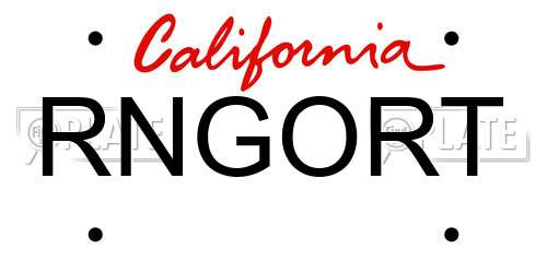 RNGORT California License Plate
