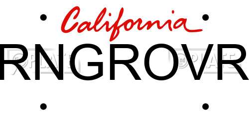 RNGROVR California License Plate