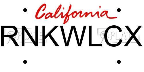 RNKWLCX California License Plate