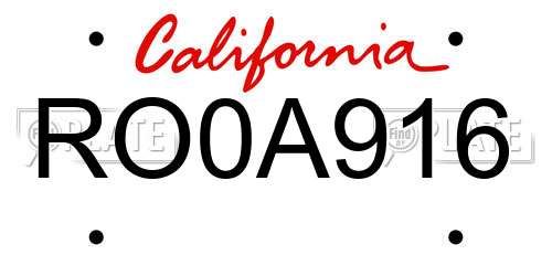 RO0A916 California License Plate