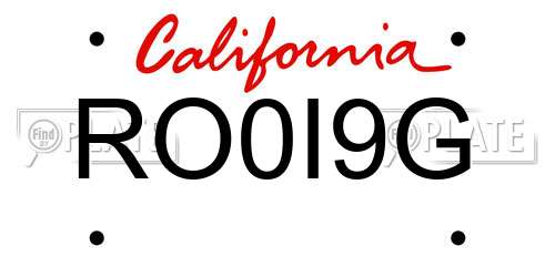RO0I9G California License Plate