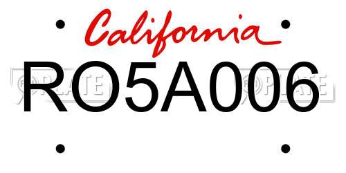 RO5A006 California License Plate