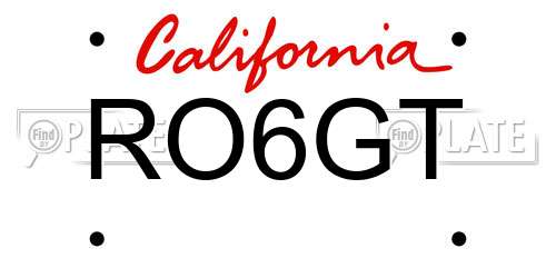 RO6GT California License Plate