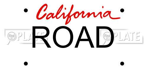 ROAD California License Plate