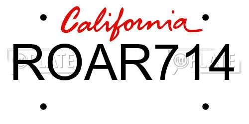 ROAR714 California License Plate