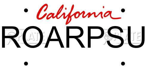 ROARPSU California License Plate