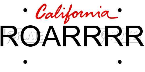 ROARRRR California License Plate