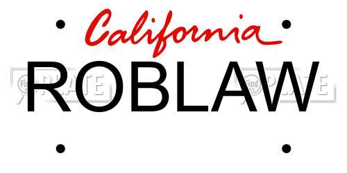 ROBLAW California License Plate