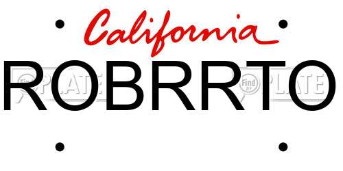 ROBRRTO California License Plate