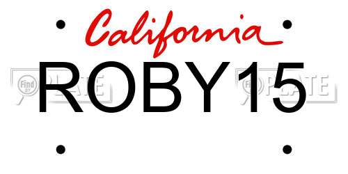 ROBY15 California License Plate