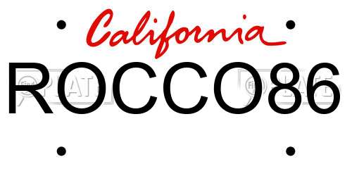 ROCCO86 California License Plate