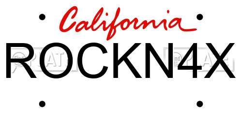 ROCKN4X California License Plate