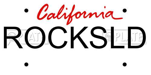 ROCKSLD California License Plate