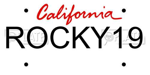 ROCKY19 California License Plate