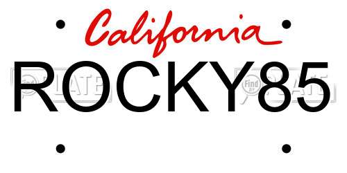 ROCKY85 California License Plate