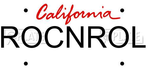 ROCNROL California License Plate