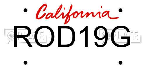 ROD19G California License Plate