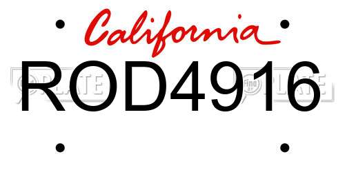 ROD4916 California License Plate