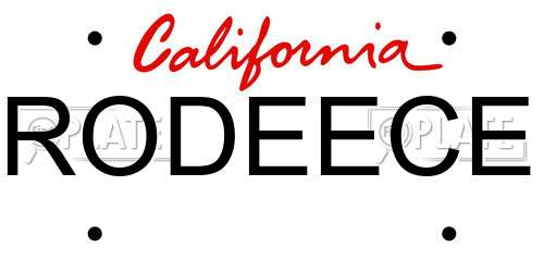 RODEECE California License Plate