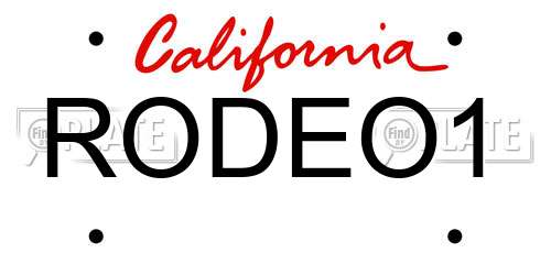 RODEO1 California License Plate