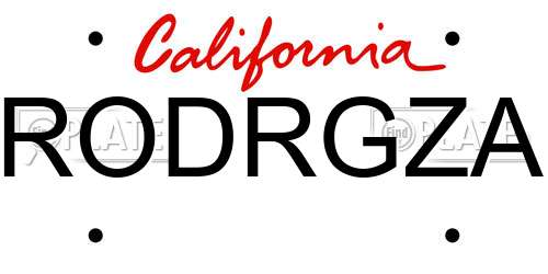 RODRGZA California License Plate