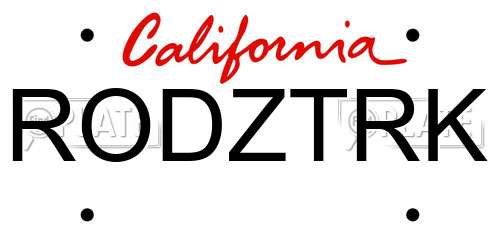 RODZTRK California License Plate