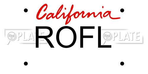 ROFL California License Plate
