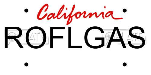 ROFLGAS California License Plate
