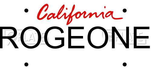 ROGEONE California License Plate