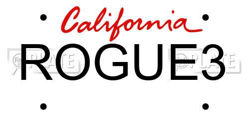 ROGUE3 California License Plate