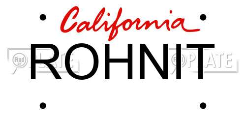 ROHNIT California License Plate