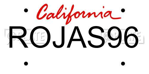 ROJAS96 California License Plate