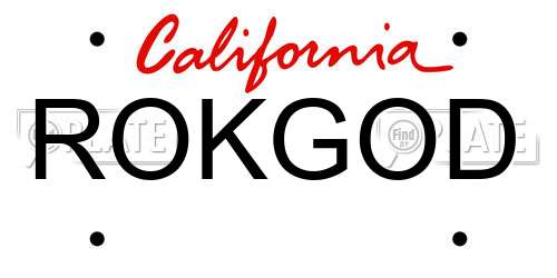 ROKGOD California License Plate