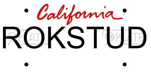 ROKSTUD California License Plate